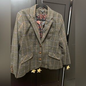 Dark Academia Women's Plaid Blazer Equestrian Eclectic Grandpa Preppy